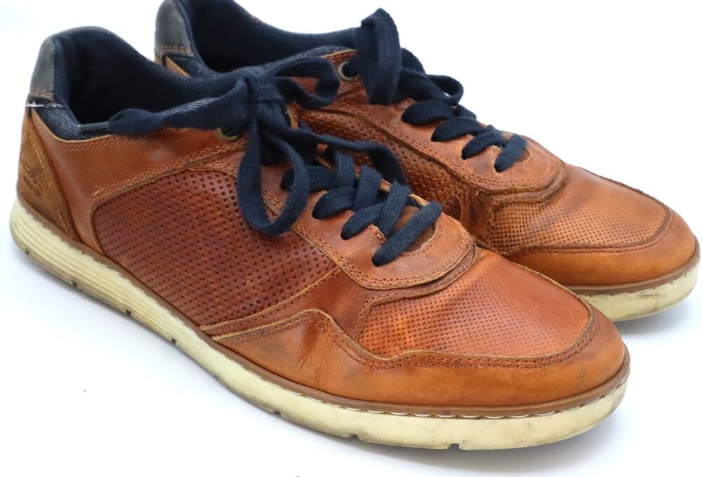Bullboxer Mens Cognac Brown Leather DRESTYN Casual Sneakers 8 41 Bull Boxer Tan